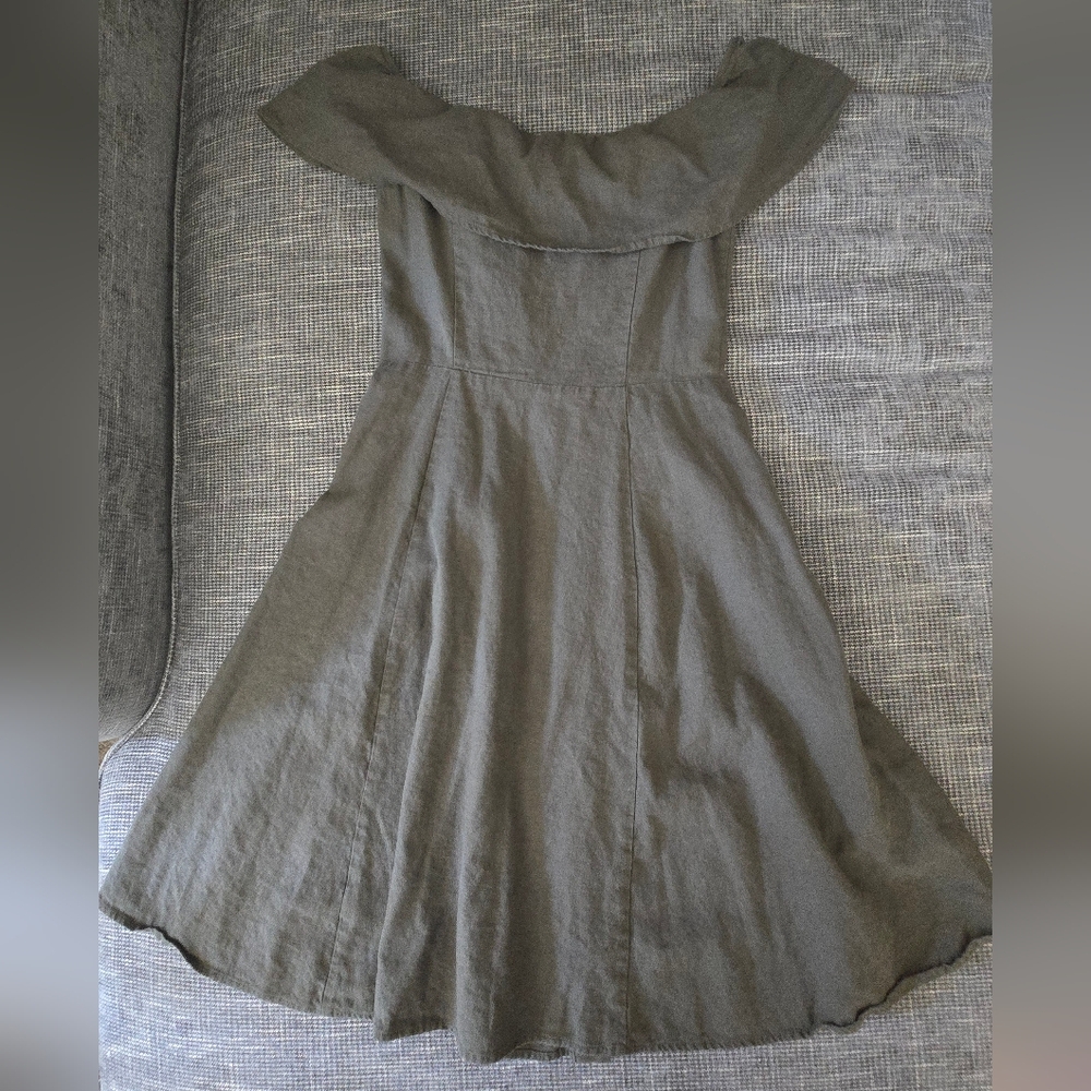 Saks Green Cotton/linen Blend Dress - Picture 3 of 4